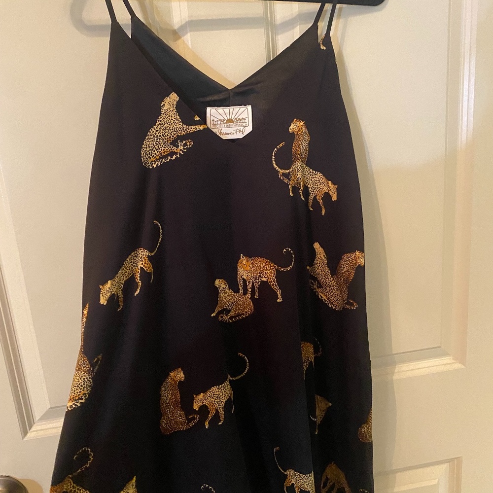 Project Judith March black cheetah medium silk dress